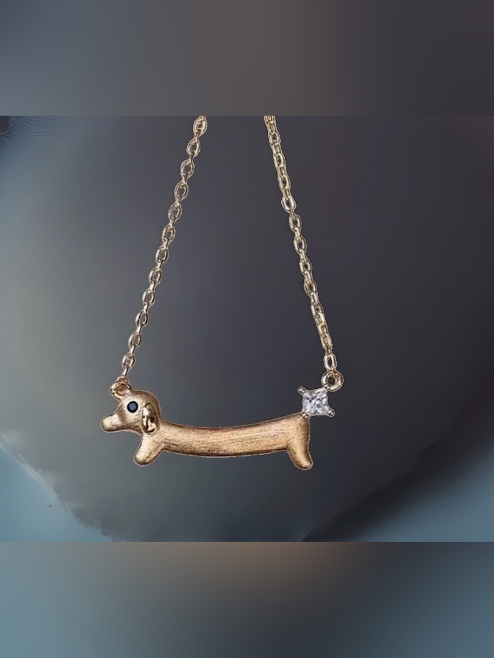 Gold Dachshund Pendant Necklace - Dog Lovers Jewelry~🐾🆕🐾 w/Paw Print Bag